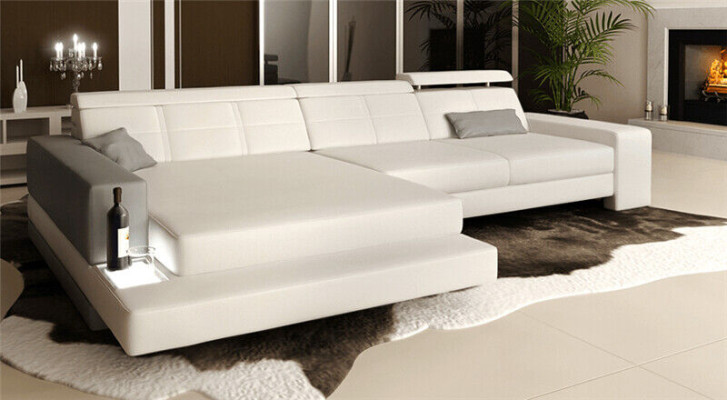 Garnitur Designer Sofa Couch Ecksofa mit Hocker Wohnlandschaft Polster