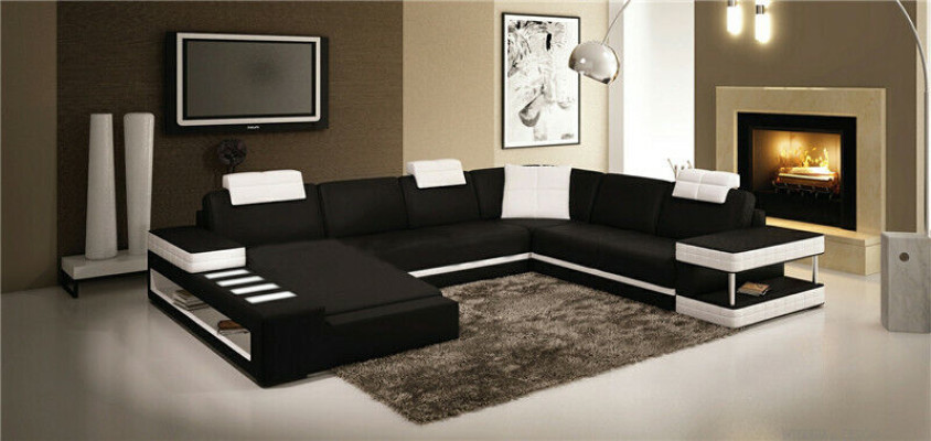 U Form Sofa Couch Polster Garnitur Wohnlandschaft Design Luxus Ecksofa