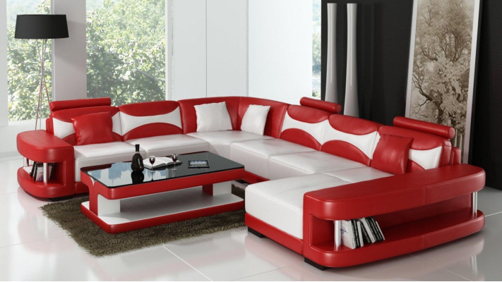 xxl big Wohnlandschaft U Form Ecksofa Sofa Couch Polster Garnitur Leder