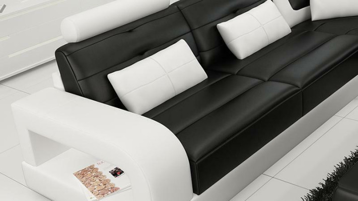 Ledersofa Ecksofa + Couchtisch Garnitur Polster LForm Sofa Design