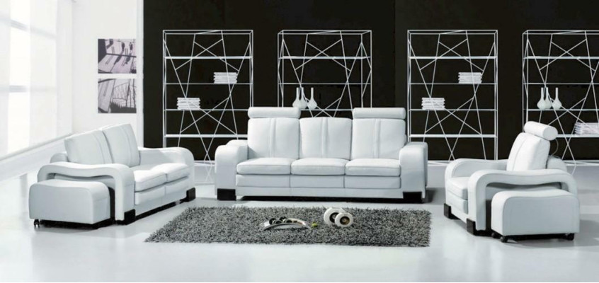 Ledersofa Sofagarnitur 3+2+1 Sitzer Deko Set Garnitur Polstersofa Couch