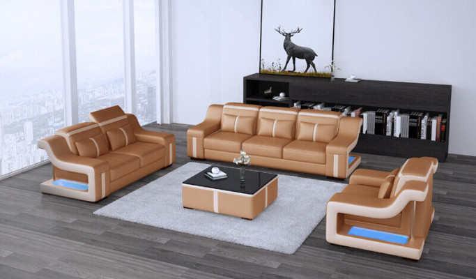 Sofagarnitur Couch Polster Sofa Set 311 Leder Couchen Sofas Komplett