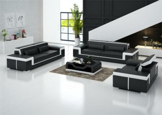 Ledersofa Couch Wohnlandschaft 3+2+1 Sitz Garnitur Design Modern Sofa