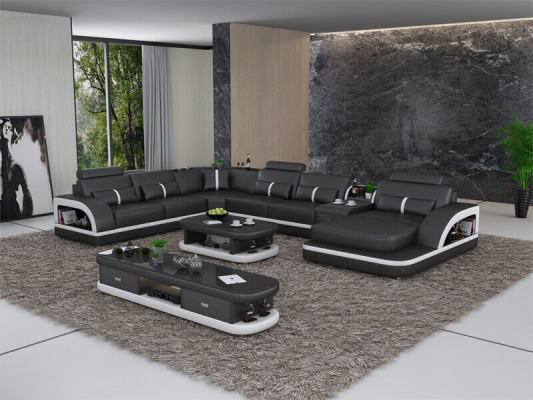 Ledersofa Ecksofa Garnitur Polster U Form Couch Sofa Design Eckgarnitur