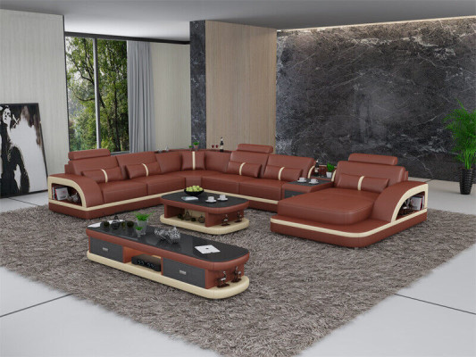 Ledersofa Ecksofa Garnitur Polster U Form Couch Sofa Design Eckgarnitur