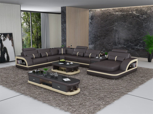 Ledersofa Ecksofa Garnitur Polster U Form Couch Sofa Design Eckgarnitur