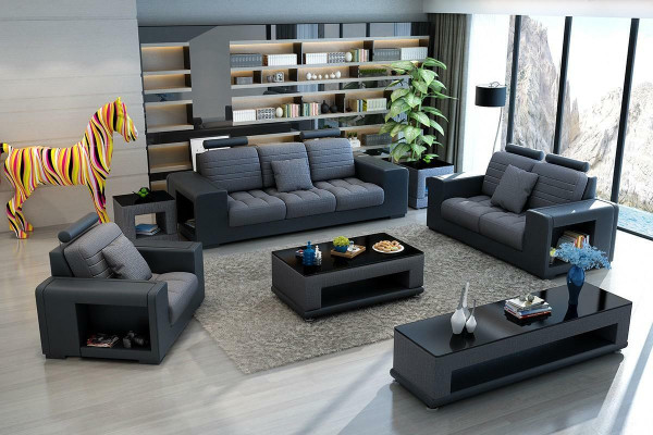 Sofagarnitur 321 Sitzer Tisch Hocker Couchtisch Sideboard Garnitur Moderne 5tlg.