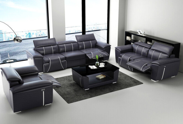 Luxus Sofagarnitur 2x 3 Sitzer mit Möbel Couch Ledersofa Textil Gruppe