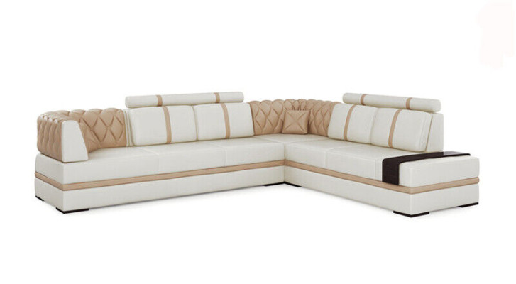 Ecksofa Sofa Couch Polster Wohnlandschaft Leder Deko Eck Sofas Garnitur