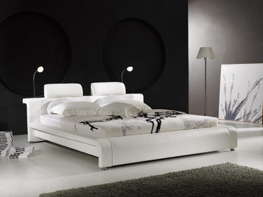 Design Doppelbett Lederbett Betten Bett Polster Leder Schlafzimmer Ehe