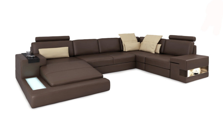 U Form Sofa Couch Polster Garnitur Wohnlandschaft Ecksofa Design Leder