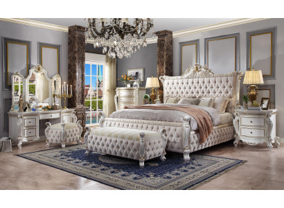 Chesterfield Schlafzimmer Set 3tlg. Garnitur Bett + 2x Nachttische Barock Stil