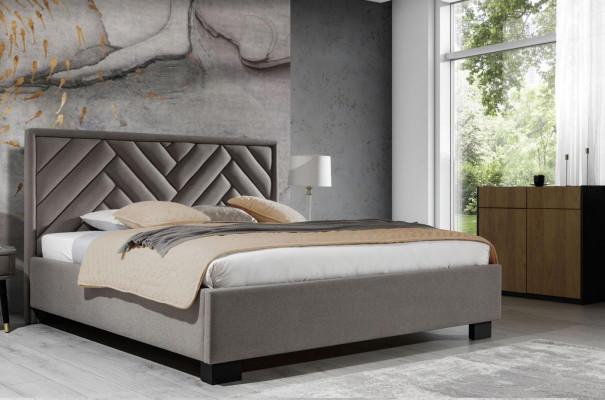 Polster Bett Möbel Schlafzimmer Betten Taupe Braun 200x200cm Samt