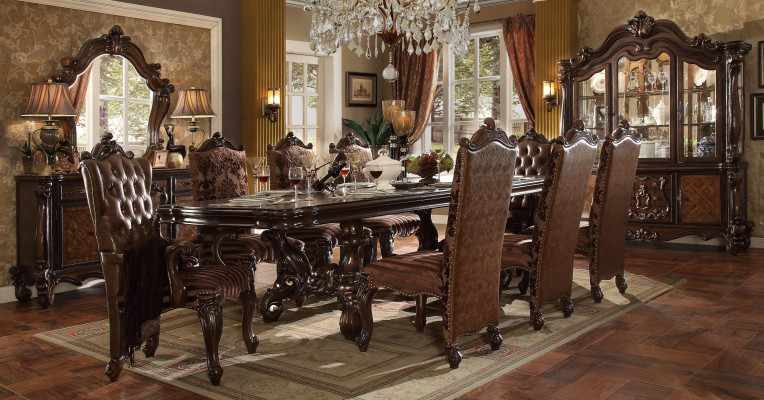 Klassischer Esstisch Holz Esszimmer Garnitur 8x Stühle Designer Set