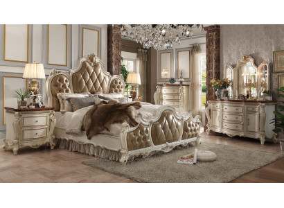 Schlafzimmer Set Nachttische Bett 5tlg. Rokoko Barock Antik Stil Holz Bett
