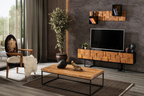 Loft Couchtisch Design Möbel Tisch 120x80 Wohnzimmer Holztisch Couchtische