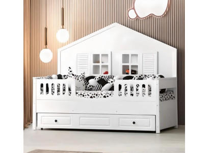 Kinderbett Holzbett Funktionsbett Ausziehbares Weiß Holz Bett 90 x 200