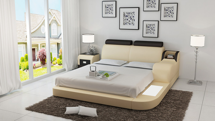 Bett Design Luxus Luxus Betten Leder Modernes Schlafzimmer 140/160/180 LB8813