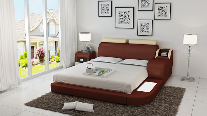 Bett Design Luxus Luxus Betten Leder Modernes Schlafzimmer 140/160/180 LB8813