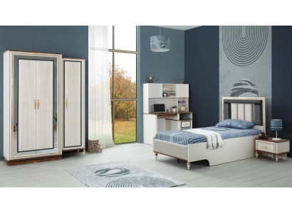 Komplette Jugenbett Kindermöbel Kinderbett Weiß Holz Set 4tlg Modern