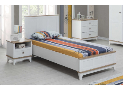 Garnitur Kinderzimmer Weiß Kinderbett Nachttisch Bett Set 2tlg Holz