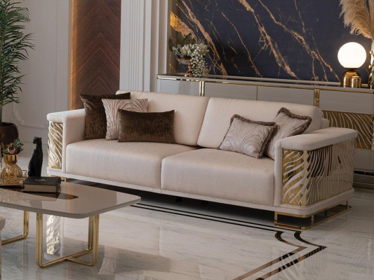 Schiker Sofa 4 Sitzer Neu Modernen Designen Beige Farbe mit Kissen