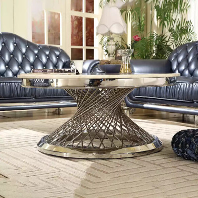 Couchtisch Design Wohnzimmer Luxus Edelstahl Runde Beistelltische Möbel