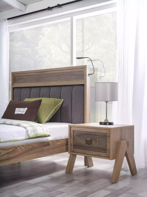 Jugendbett Schlafzimmermöbel Holzbett Komplette Bett Braun Set 5tlg