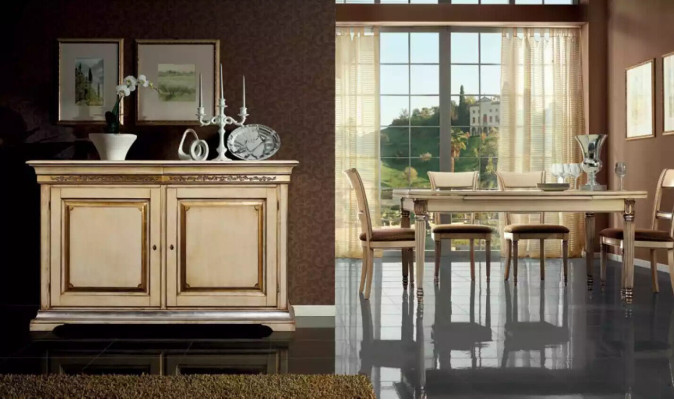 Exklusives 6-teiliges Esszimmer-Set mit Sideboard und 4 Stühlen