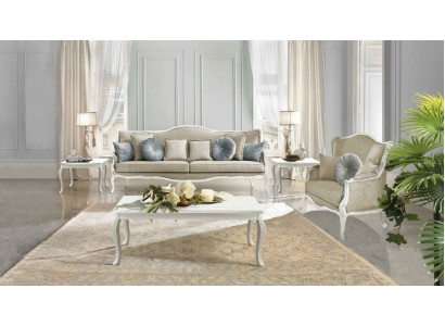 Italienische Möbel 3 Sitzer Klassische Barock Rokoko Sofa Textil Stoff Couch Neu