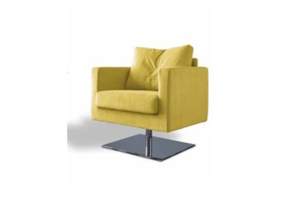Sessel Stuhl Polster Fernseh TextilGelb Luxus Stoff Design Lounge Club Relax Neu