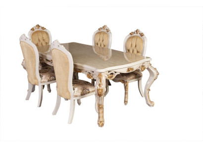 Beige Klassische Esszimmermöbel Designer Esstisch mit Chesterfield Poslterstühlen
