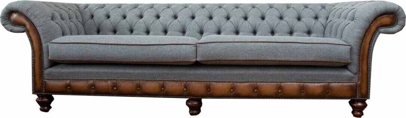 Luxus Sofa 4 Sitzer Wohnzimmer Chesterfield Couch Design Grau Sofas Neu