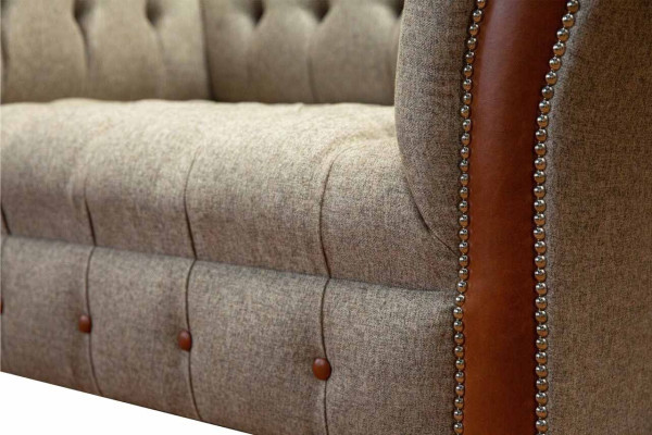 Chesterfield Sofa Polster 1,5 Sitzer Sofas Klassisch Einsitzer Grau Neu