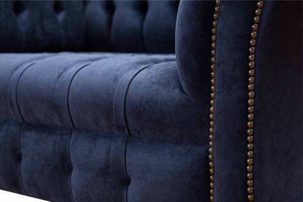 Chesterfield Sofa 1,5 Sitzer Designer Couchen Couch Stoff Polster Textil