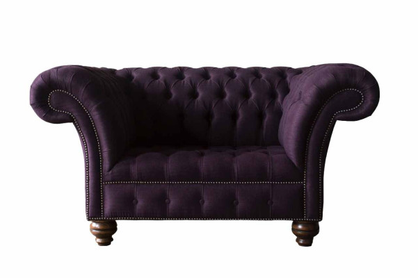 Design Chesterfield Stoff Couch Sessel 1.5 Sitzer Polster Sofas Lounge