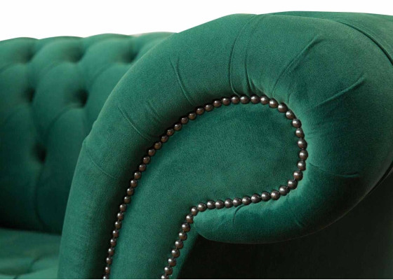Grau Chesterfield Design Sofa Sessel Ohrensessel Polster Luxus Textil