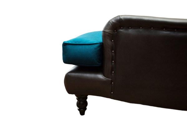 Chesterfield Sessel Couch 1 Sitzer Couchen Polster Sofa Leder Grau