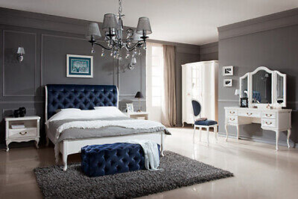 Chesterfield Bett Betten Doppelbett Ehebett Italienische Möbel Holz Leder Textil