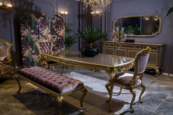 Esszimmer Set Esstisch Klassischer Echt Holz Luxus 4tlg Stuhl Garnitur Gruppe