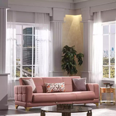 Designer Sofa Rosa 3-Sitzer Designer Wohnzimmer Couch Textil Möbel Couchen