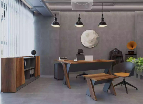 Arbeitszimmer Bücherregal Schrank Holz Regal Vitrine Braun Modern