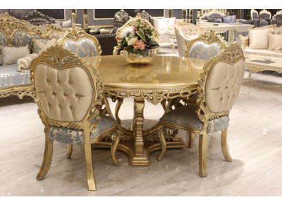 Esszimmer set 4 Stühle Set Esszimmer Designer Holz Stuhl Garnitur Rund Tisch Neu