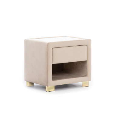 Beiger Quadratischer Nachttisch Designer Holzgestell Moderne Möbel Neu