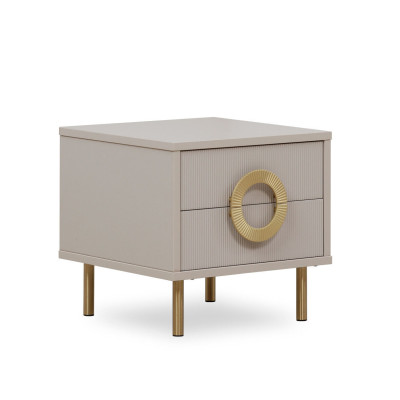 Designer Beiger Nachttisch Mit 2 Schubladen Schlafzimmer Bettkonsole