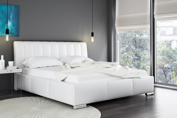 Bett Doppelbett Möbel Bettrahmen Stoff 160x200 Textil Polsterbett Grau Betten