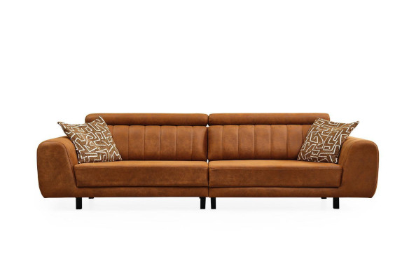 Couchgarnitur Viersitzer Dreisitzer Sessel Braun 3tlg Polstersofa Set