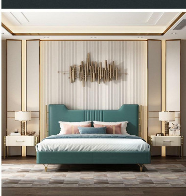 Modernes Designer Holz Bett Edles Möbel Doppel Betten Neu Schlafzimmer Polster