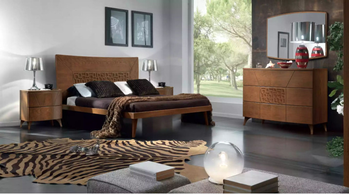 Schlafzimmer Set Bett 2x Nachttische Design Luxus Betten braun 3tlg.