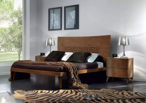 Schlafzimmer Set Bett 2x Nachttische Kommode Design Luxus neu 5tlg.